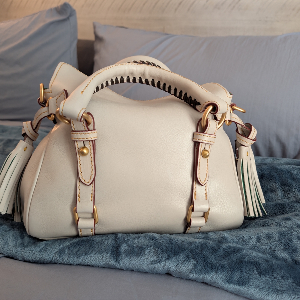 Dooney & Bourke Florentine Leather Micro Satchel In Ecru NWOT - Picture 2 of 7